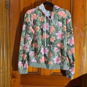 WORN ONCE VS PINK PALM/FLORAL ZIP UP